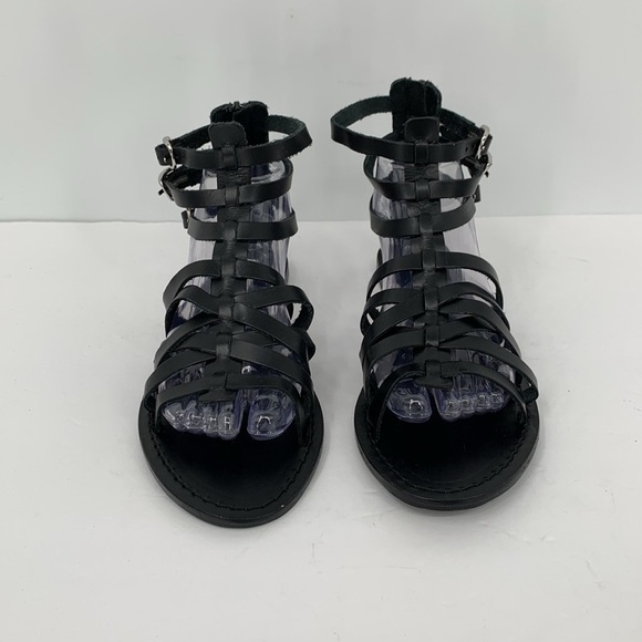Steve Madden Yashi gladiator sandals black leather strappy ankle shoe flat 8.5 - Picture 3 of 6